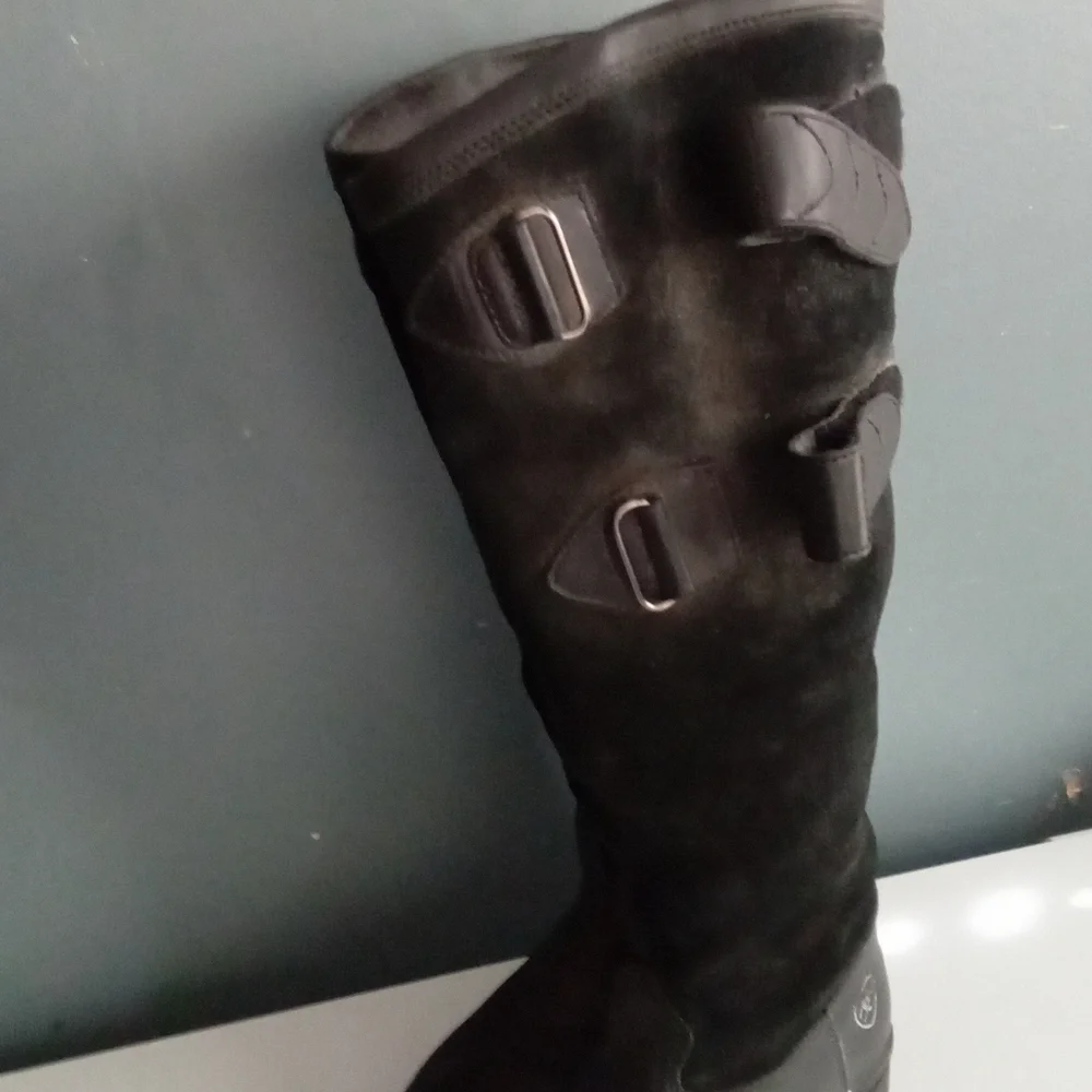 Ariat Black Leather Suede Buckle Knee High Boot Riding Equestrian Style Size 5.5